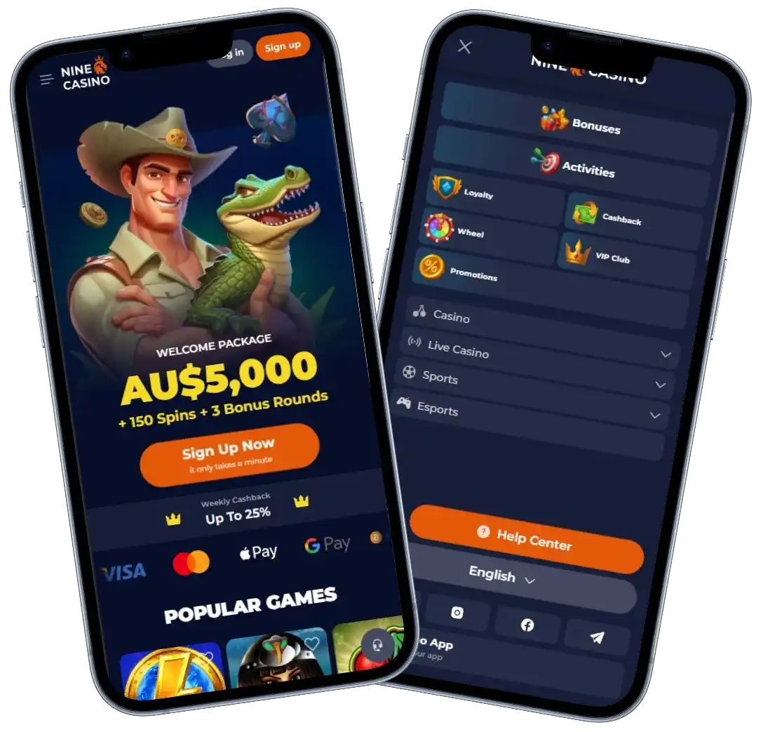 NineCasino mobile app welcome bonus